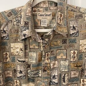 Cooke Street Honolulu Hawaiian Aloha button down shirt size Large